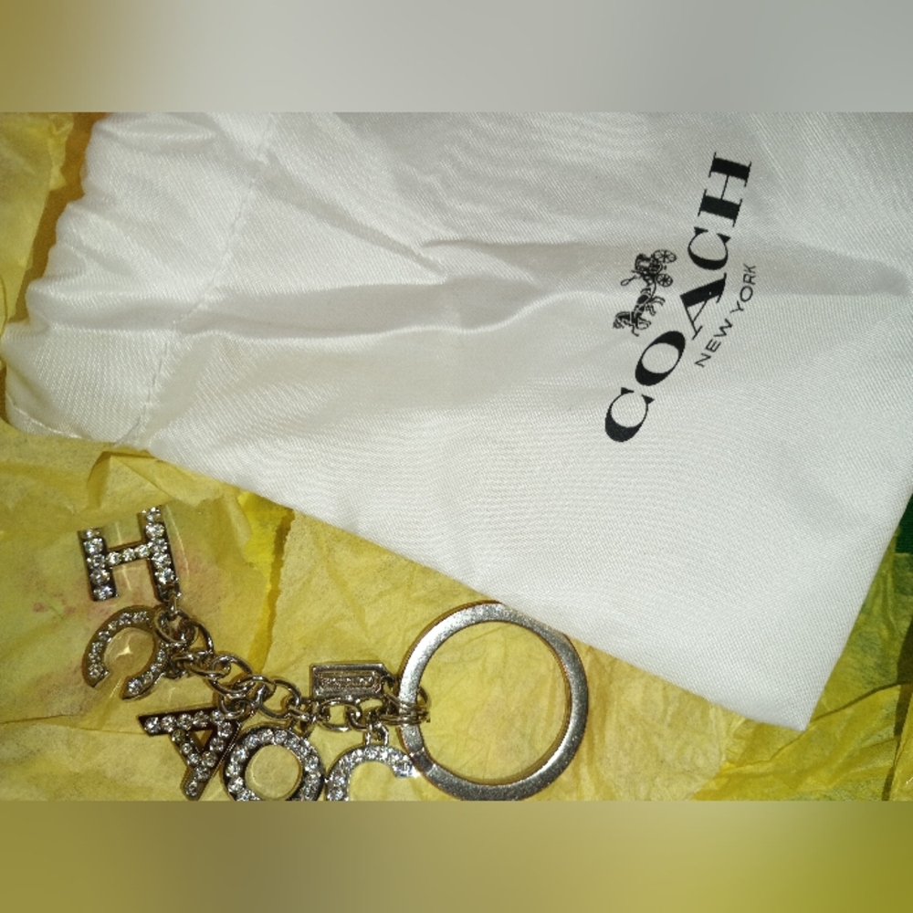 Coach Rare Crystal Pave Silver Rhinestone Keychain - Picture 2 of 16